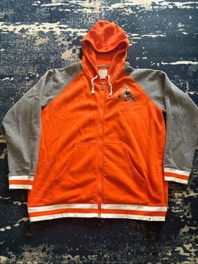 Fanatics Orange and Gray Zip-Up Hoodie with Football Helmet Logo